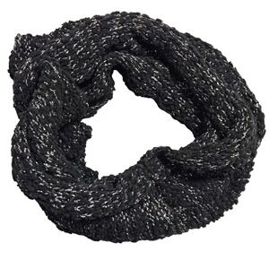 Calvin Klein Black Metallic Sparkle Chunky Knit Infinity Loop Scarf